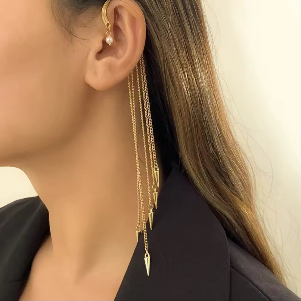 Elegant Gold Tassel Earrings - Picture 9 of 11